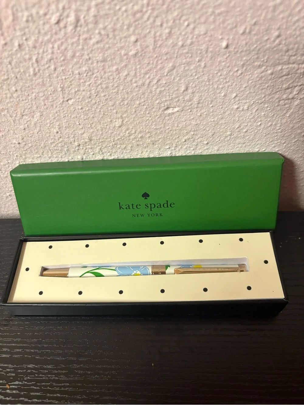 Kate Spade New York Floral Ballpoint Pen Gift Box Blue White Gold